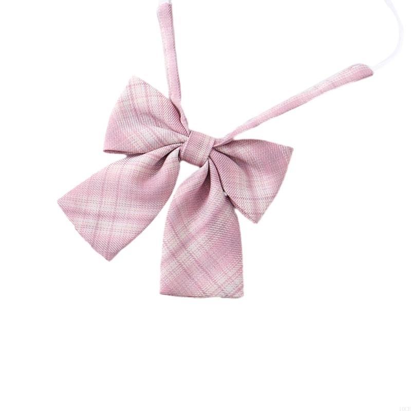 Bow Tie Pre Tied - ผู้หญิง Pre-ผูกเนคไทสีชมพู Checkered Tie ชุดนักเรียนผ้าผูกคอ Bowtie