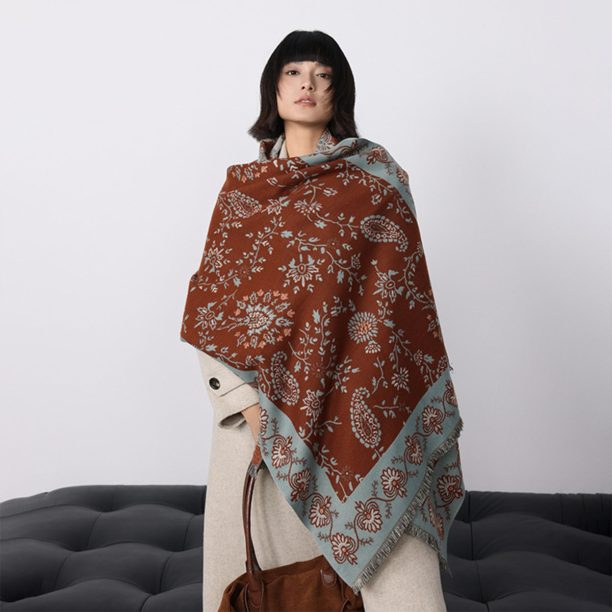 Woven Scarf Blanket - ผ้าพันคอแคชเมียร์เทียมลาย paisley สำหรับผู้หญิง ผ้าคลุมไหล่หนานุ่ม อุ่นสบาย เหมาะสำหรับฤดูหนาว