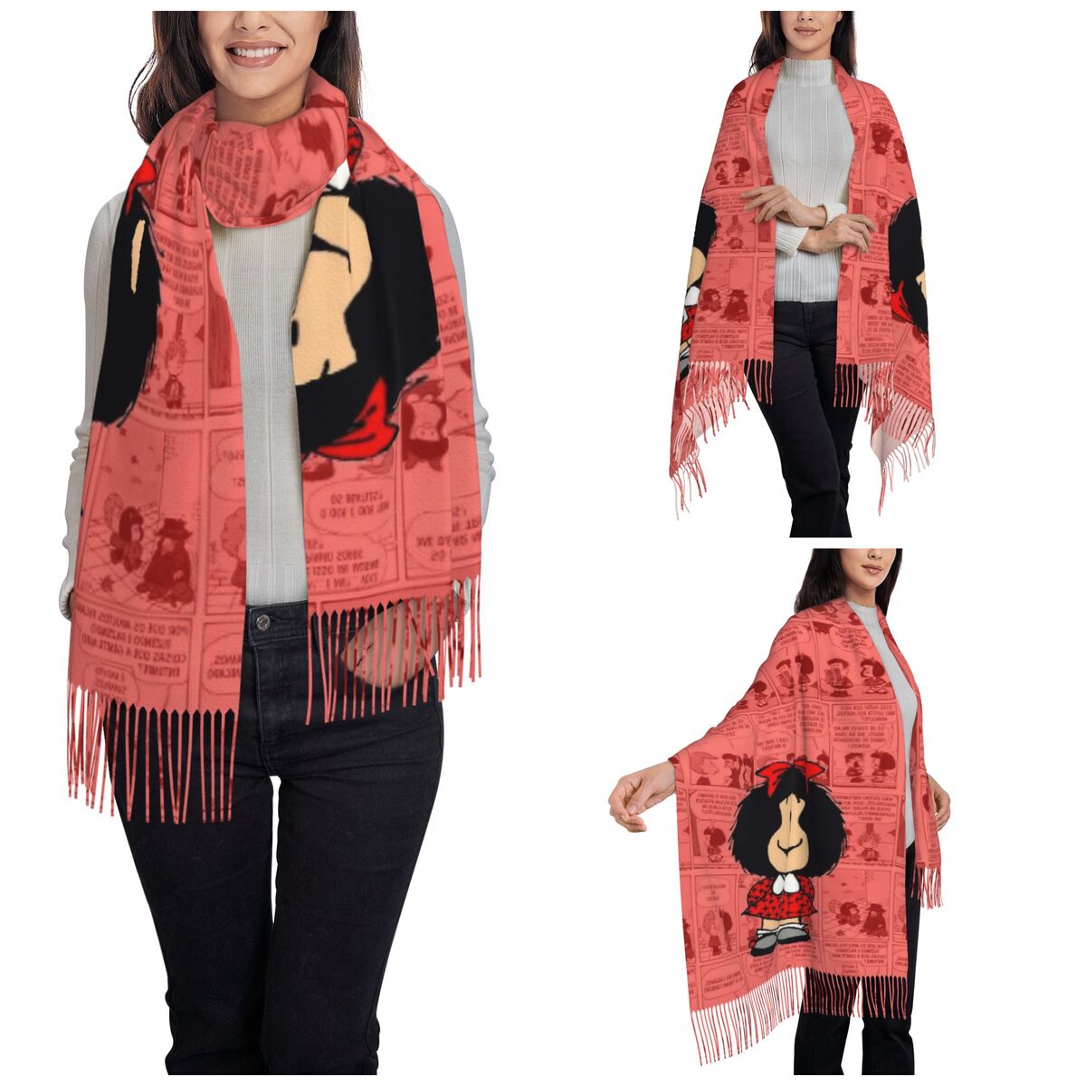ผ้าพันคอพู่ห้อยสำหรับผู้หญิง ล - Pashmina Wrap Large บทวิจารณ์และราคา